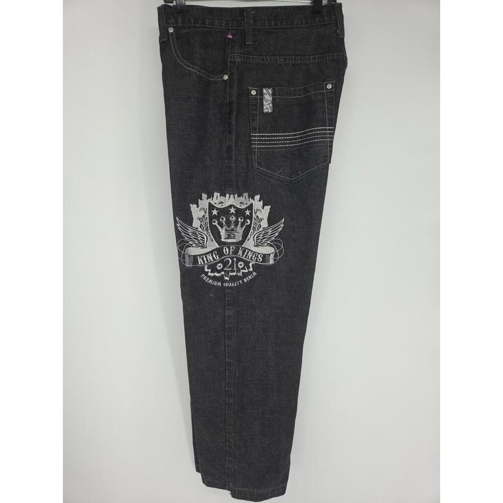 VTG 90s Southpole King Of Kings Jeans 32 Black Y2K Wide Skate Embroidered